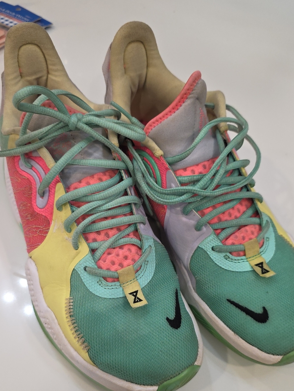 Nike PG5 Multicolor Sneakers - Mint Green, Pink & Yellow